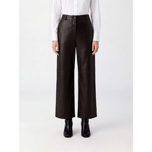 Parosh Women P.A.R.O.S.H. Mid-Rise Straight-Leg Lambskin Leather Trousers